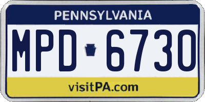 PA license plate MPD6730