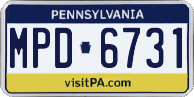 PA license plate MPD6731