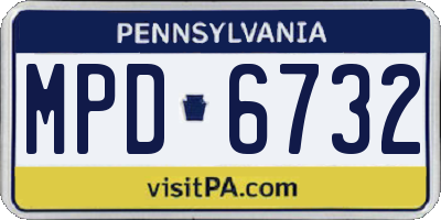 PA license plate MPD6732