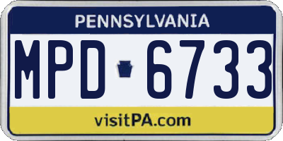 PA license plate MPD6733