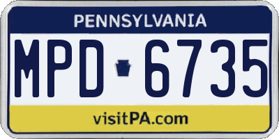 PA license plate MPD6735