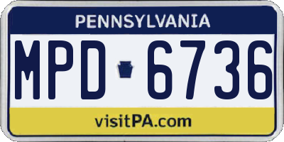 PA license plate MPD6736