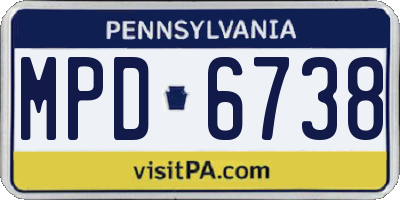 PA license plate MPD6738