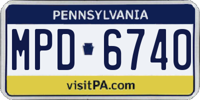 PA license plate MPD6740