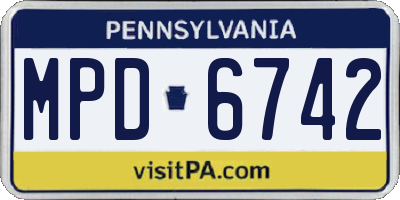 PA license plate MPD6742