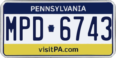 PA license plate MPD6743