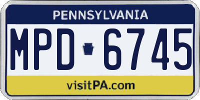 PA license plate MPD6745