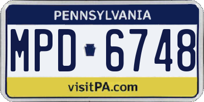 PA license plate MPD6748