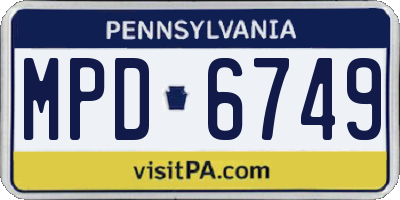 PA license plate MPD6749