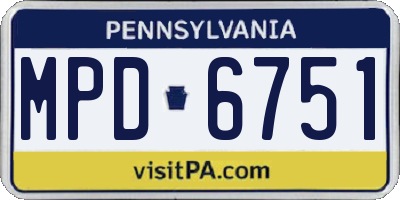 PA license plate MPD6751