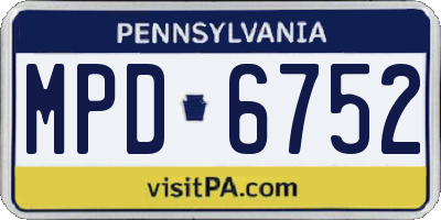 PA license plate MPD6752