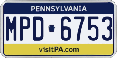 PA license plate MPD6753