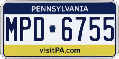 PA license plate MPD6755