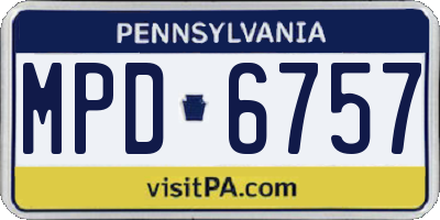 PA license plate MPD6757