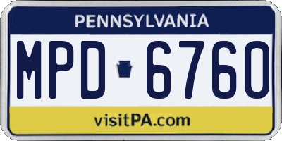 PA license plate MPD6760
