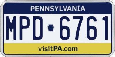 PA license plate MPD6761