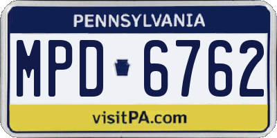 PA license plate MPD6762