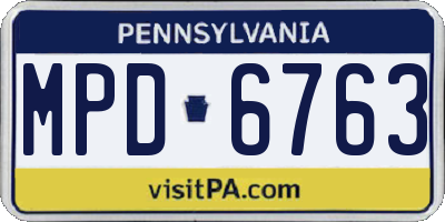 PA license plate MPD6763