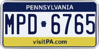 PA license plate MPD6765