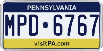 PA license plate MPD6767