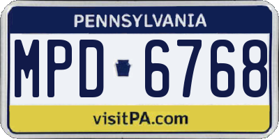 PA license plate MPD6768