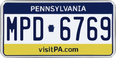 PA license plate MPD6769