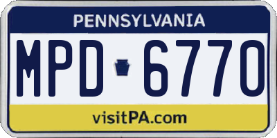 PA license plate MPD6770