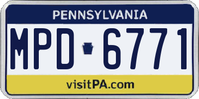 PA license plate MPD6771