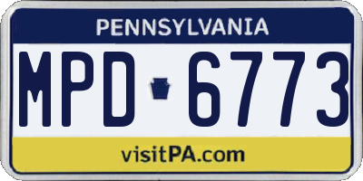 PA license plate MPD6773