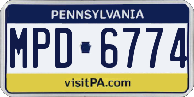 PA license plate MPD6774