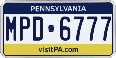 PA license plate MPD6777