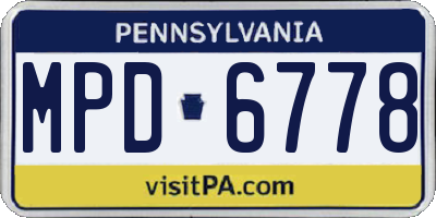 PA license plate MPD6778