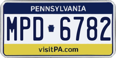 PA license plate MPD6782
