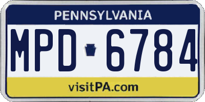 PA license plate MPD6784