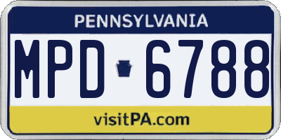 PA license plate MPD6788