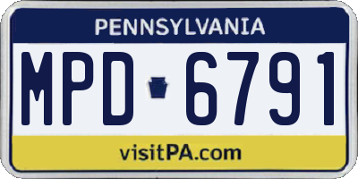 PA license plate MPD6791