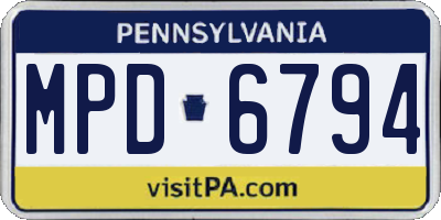PA license plate MPD6794