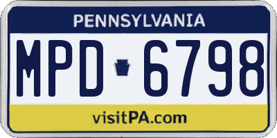 PA license plate MPD6798