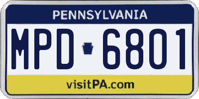 PA license plate MPD6801