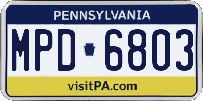 PA license plate MPD6803