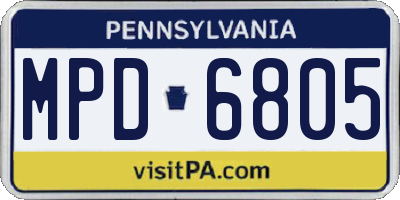 PA license plate MPD6805