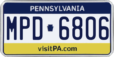 PA license plate MPD6806