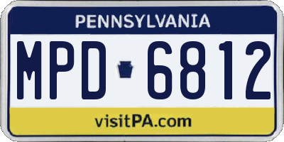 PA license plate MPD6812