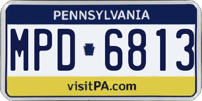 PA license plate MPD6813