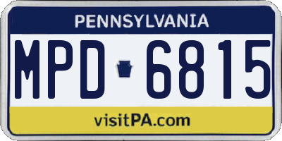 PA license plate MPD6815