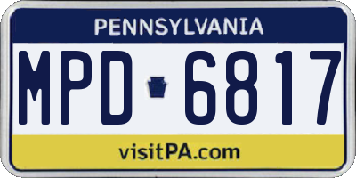 PA license plate MPD6817
