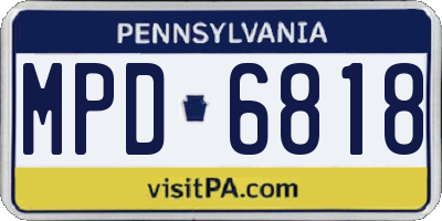 PA license plate MPD6818