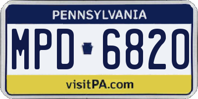 PA license plate MPD6820