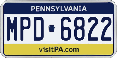 PA license plate MPD6822