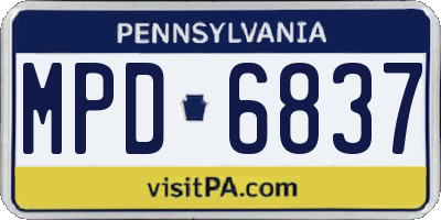 PA license plate MPD6837